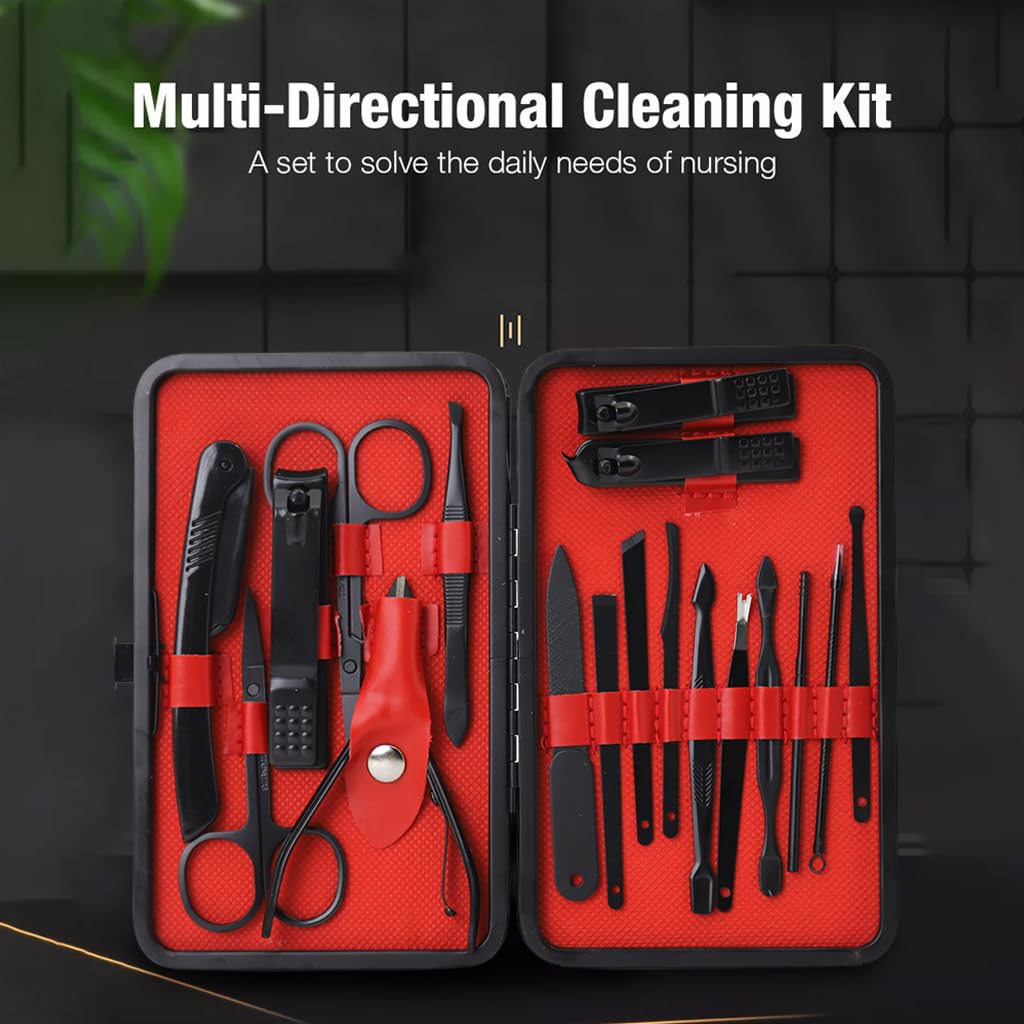 ZIBUYU Manicure Kit 18pcs Nail Clippers Pedicure Set & Eyebrow Grooming Kit, Stainless Steel Nail Care Tools Personal Care Tool Kit with Storage Case Travel Nail Clippers Manicure Kit