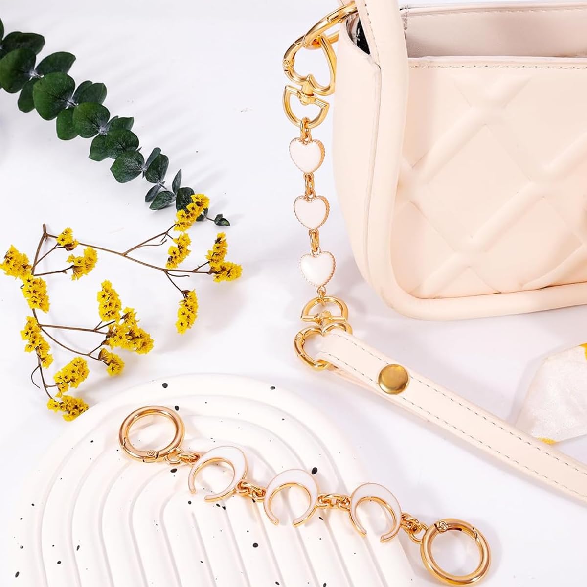 PALAY 2Pcs Bag Extender Chain Golden Chain Extender for Bag 6.1 Inches Cute Charm Chain Strap for Bags Quick Connection Bag Extender Chain Fashion Bag Extender Chain for Purse, Handbag, Sling Bag