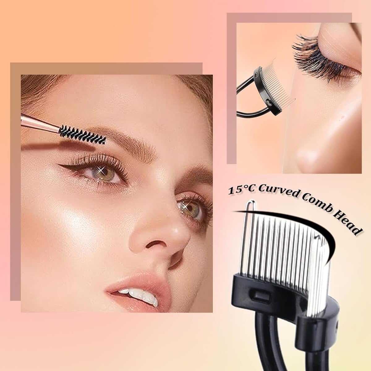 MAYCREATE 2Pcs Eyelash Separator Comb and Spoolie Eyebrow Brush 2-in-1 Metal Dual Head Lash Separator Tool with Cover for Excess Mascara Removal