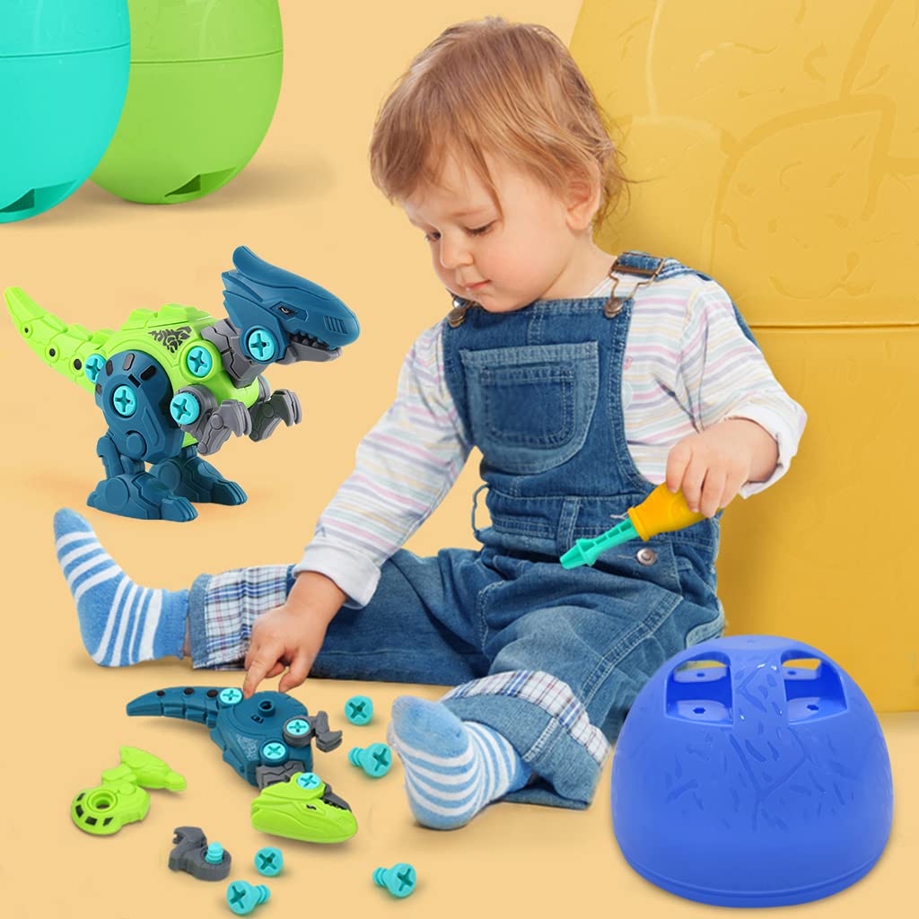 PATPAT Dinosaur Toys for Kids STEM Construction Building Toys for Kids,Dinosaur Toy with Toy Screwdriver Dinosaur Egg Assembling Building Block Toy Birthday Gifts for 4-8 Year Old Boys Girls (Blue)