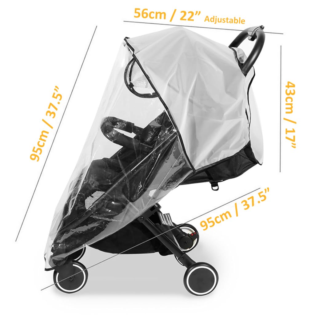 SNOWIE SOFT Baby Stroller Rain Cover Universal Waterproof Windproof Rainproof EVA Stroller Cover for Winter with Breathable Air Vent, Stroller Cover Protect from Sun Dust Snow, Stroller Accessories