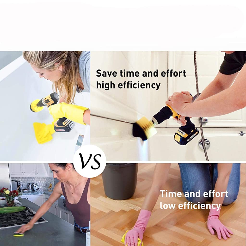 STHIRA 8PCS Power Drill Scrubber Brush Set, Drill Brush Attachment Set, Scrubber Brush Scrub Pads for Bathroom Surfaces, Floor, Tub, Shower, Grout, Tile, Corners (Without Drill Machine)
