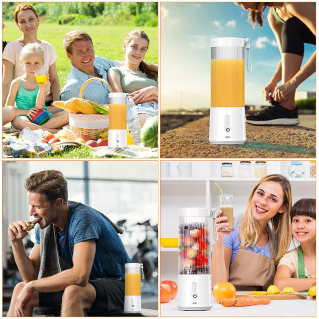 HASTHIP Portable Juicer Blender, 4000mAh USB Rechargeable Electric Juicer for Camp, Picnic and Travel, Fresh Juicer Cup with Stronger Motor, Household Fruit Mixer for Shakes & Juice, 450ML (White)
