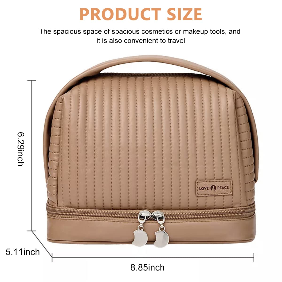 ZIBUYU Womens Toast Cake Cute Cosmetic Organizer Bag,Makeup Pouch for Women,Portable Dry Wet Separation wash Bag,Travel Bag Essential Buggy Bag,Cosmetic Storage,Coffee