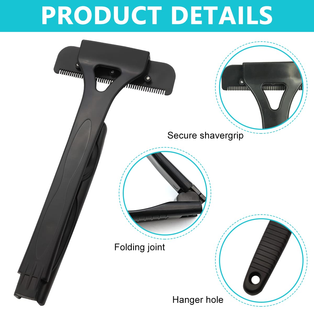 MAYCREATE Back Shaver for Men, Back Hair Removal and Body Shaver with Foldable Long Handle, Replaceable Ultra Wide Blades, DIY Shave Wet or Dry