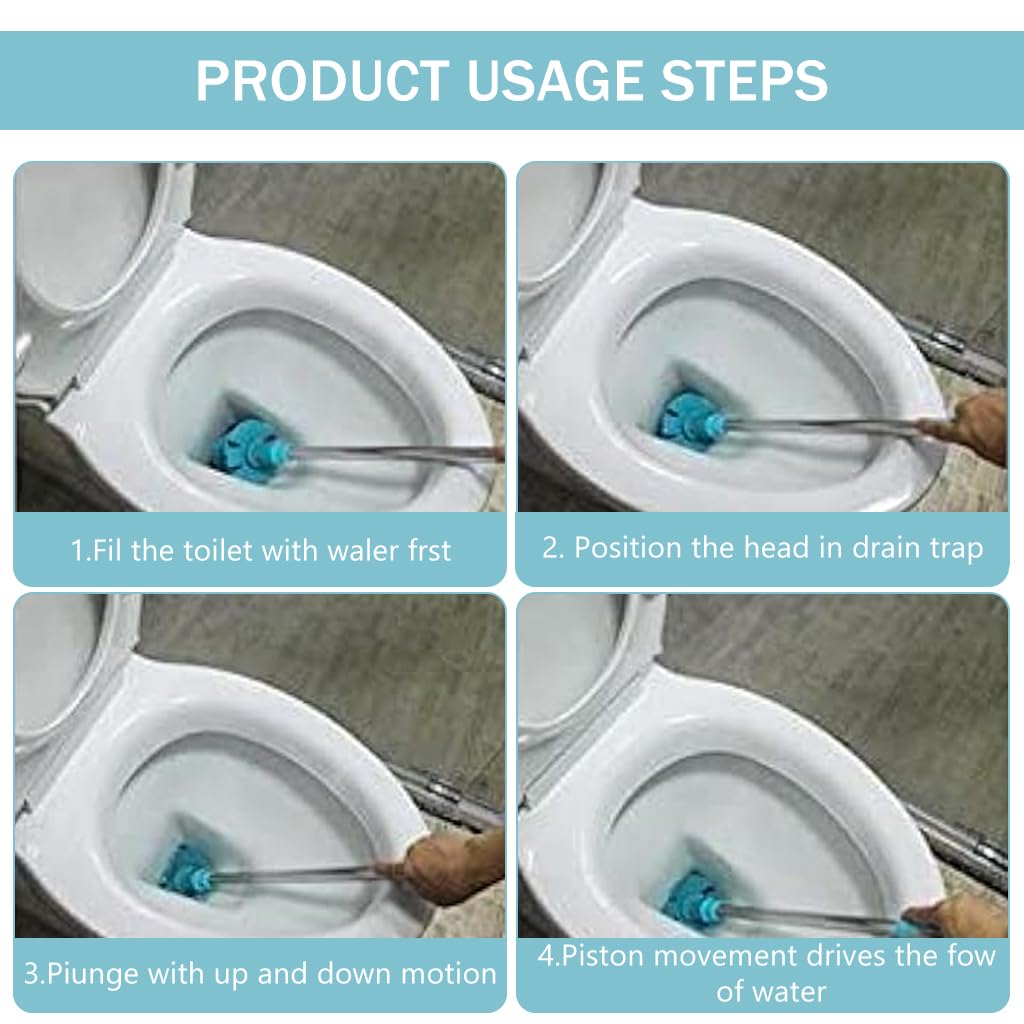 HASTHIP Flexible Toilet Plunger, Flexible Rubber Head Stainless Steel Handle, Toilet Dredge Tool, Bendable Toilet Plunger for Toilets and Squat Toilets