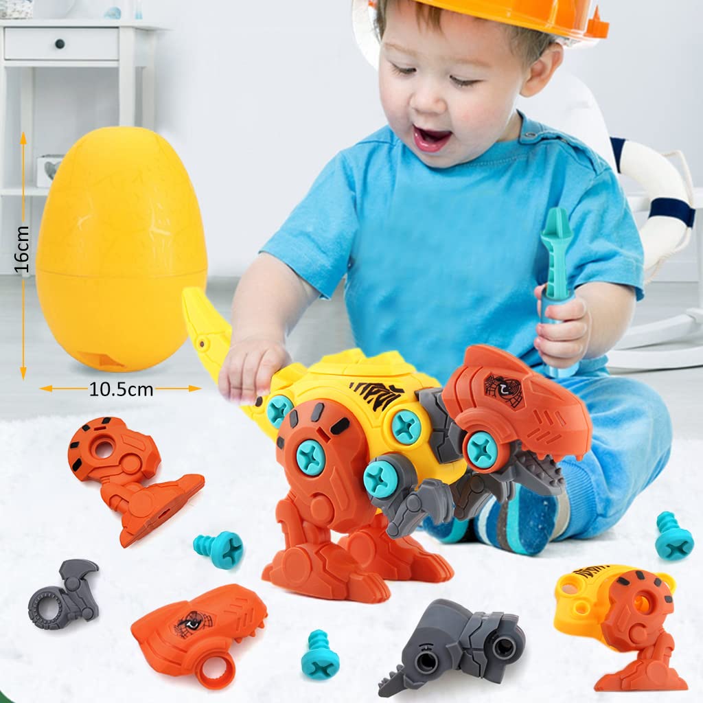 PATPAT Dinosaur Toys for Kids STEM Construction Building Toys for Kids,Dinosaur Toy with Toy Screwdriver Dinosaur Egg Assembling Building Block Toy Birthday Gifts for 3-8 Year Old Boys Girls (Orange)
