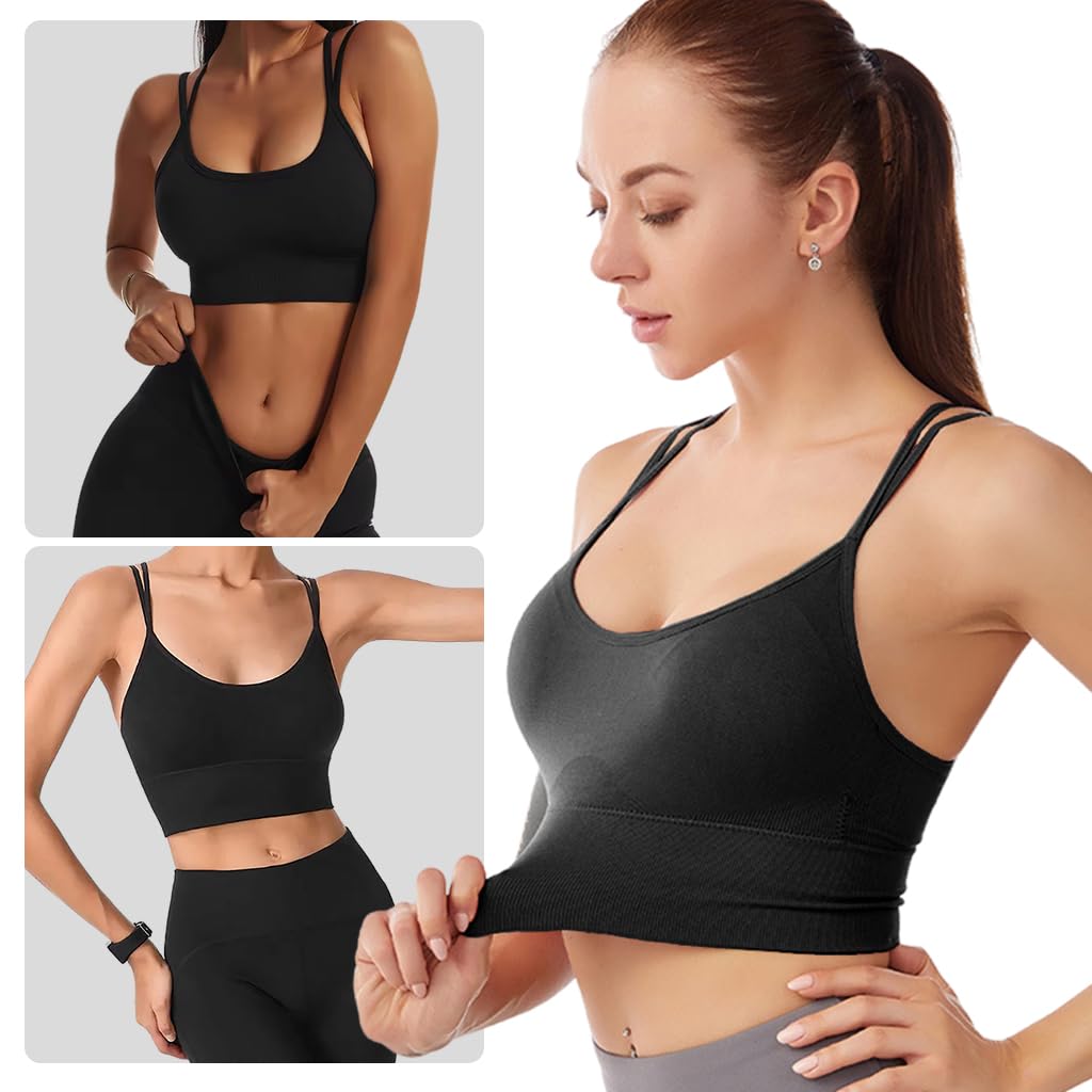 PALAY Women Bra U Neck Bra Oversize Seamless Cross Strap Sports Bra No-wire Breathable Bra Stylish Cross Back Bra Yoga Bra Base Layer Bra, XL