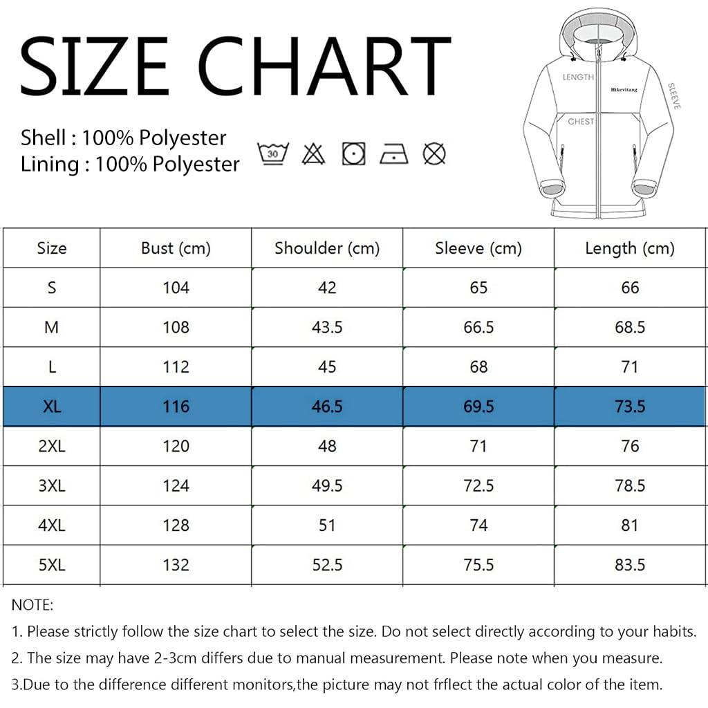 Proberos Outdoor Jacket for Men Lightweight Polyester Jacket Windproof Coat Leisure Sport Hooded Jacket Rainproof Outdoor Jacket for Hiking, Camping (Size: XL)