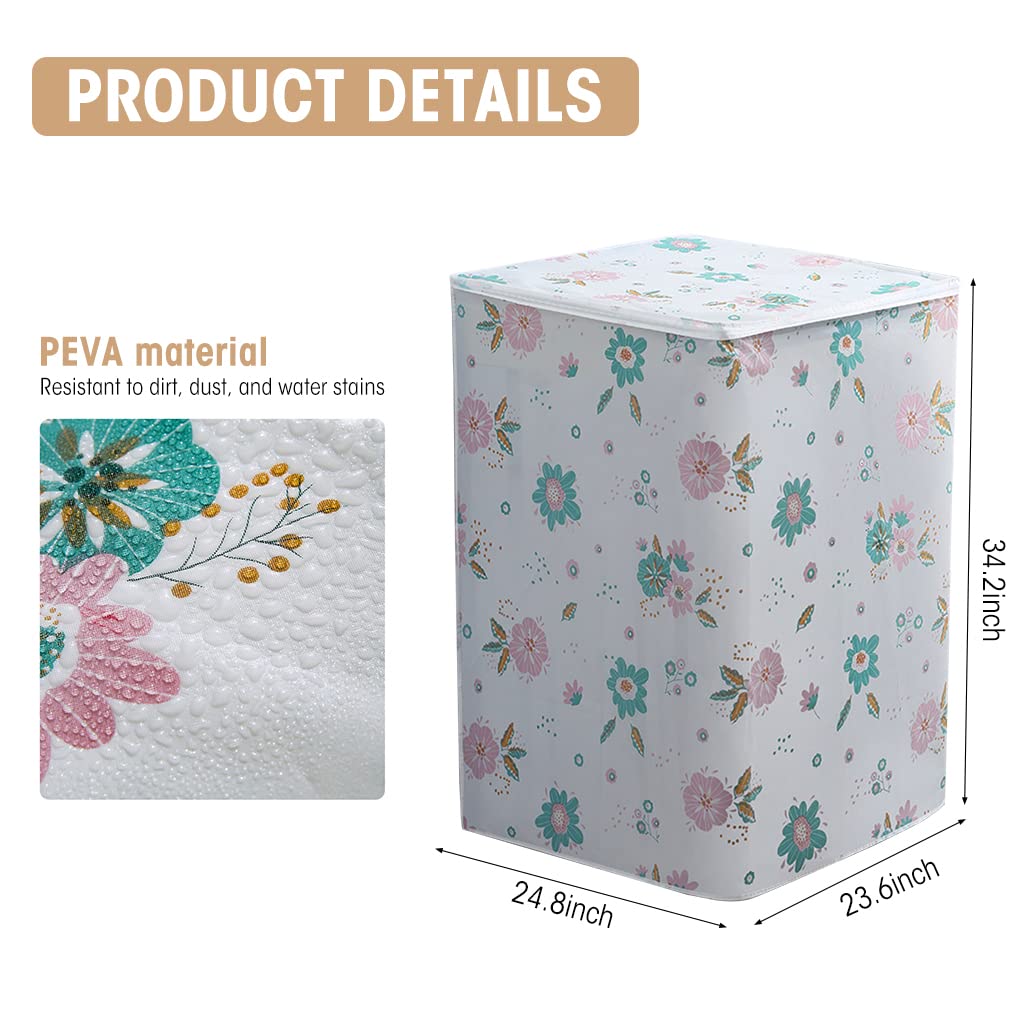 HASTHIP Washing Machine Cover, Asher Dryer Dustproof Waterproof Protection Case Cover Printing Case TOP Loading Washing Appliance Protector for 7kg, 60 * 63 * 87cm