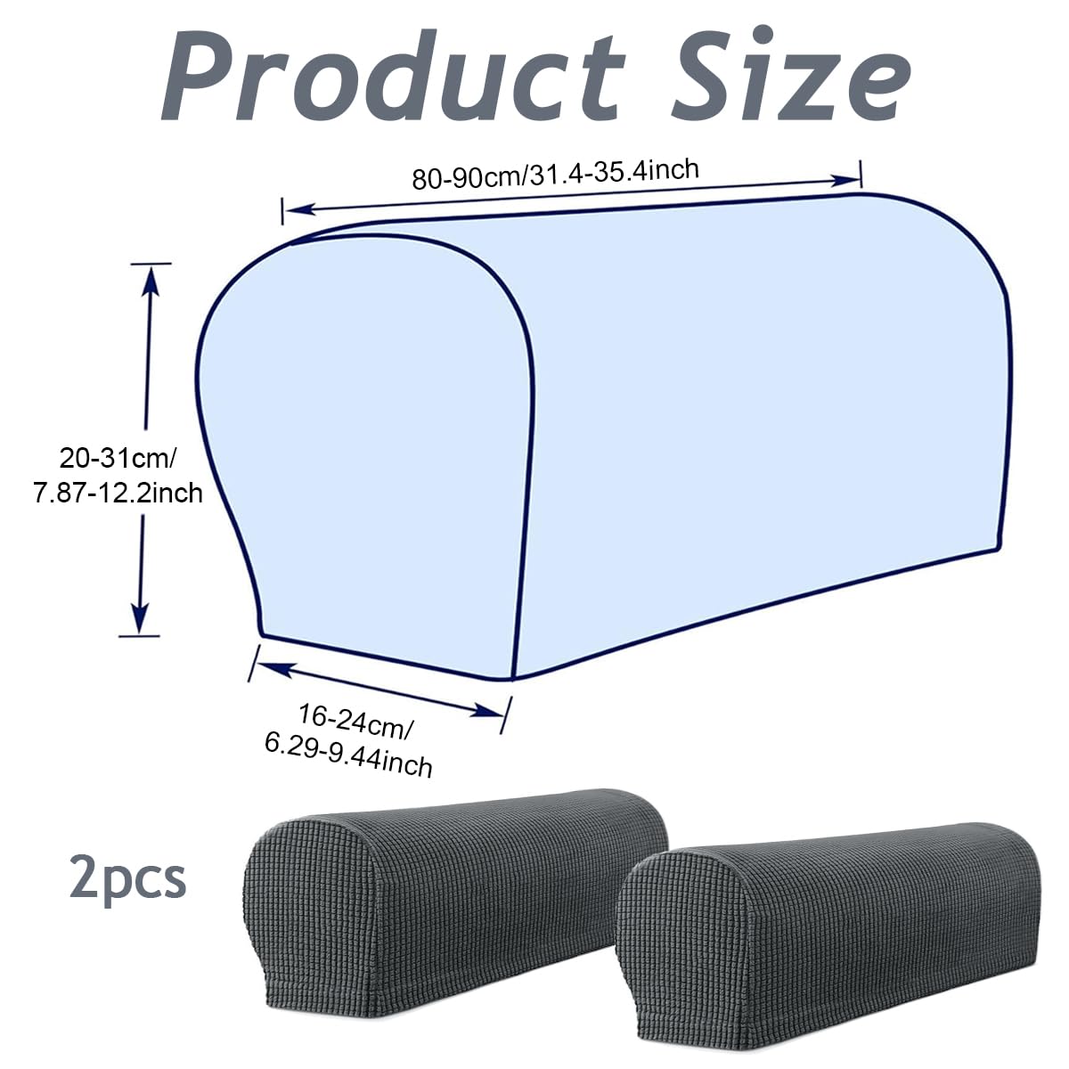 HASTHIP 2Pcs Stretch Armrest Covers Spandex Arm Covers, Soft Stretch Plush Armrest Covers for Chairs Couch Sofa Armchair Slipcovers Recliner Sofa, L