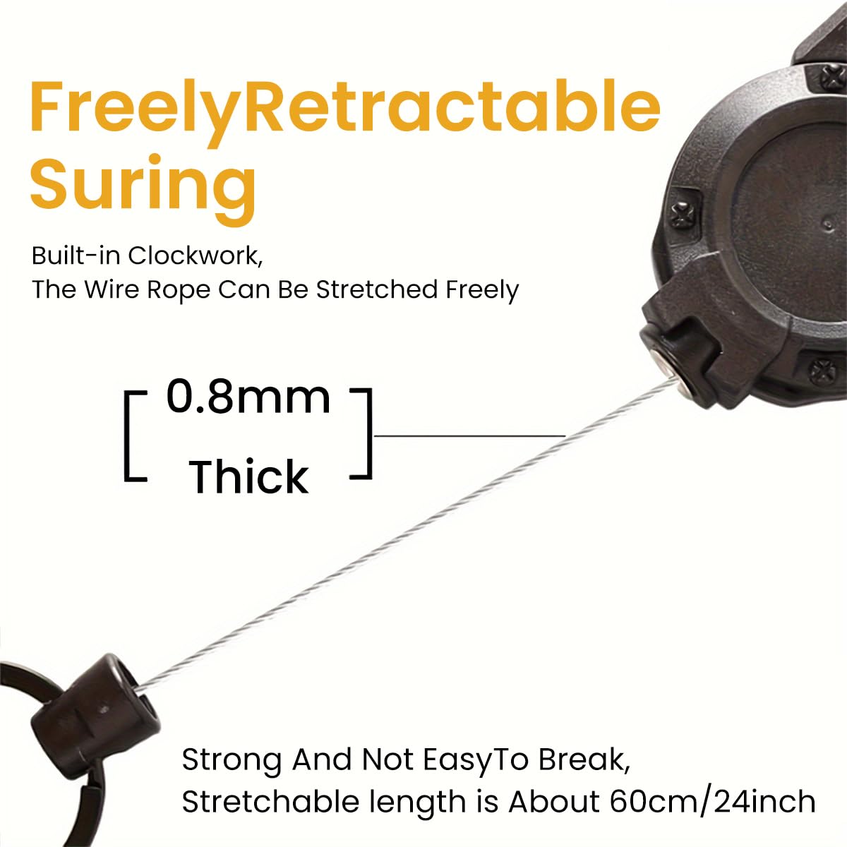 STHIRA Retractable Keyring with Carabiner 23.6 inches Retractable Stainless Steel Wire Attachbale Backpack Keyring Quick Release Belt Keyring