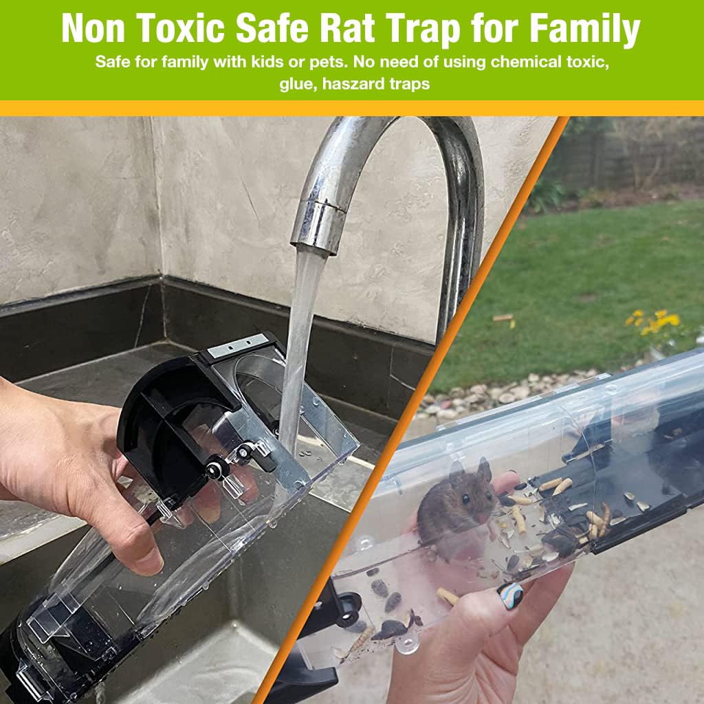 HASTHIP Rat Trap Cage for House Garden Patio, 32 cm Humane Mouse Trap Cage, Reusable Enlarged Smart Rat Catcher and Rodent Trap for Mice, Pets, Rodents