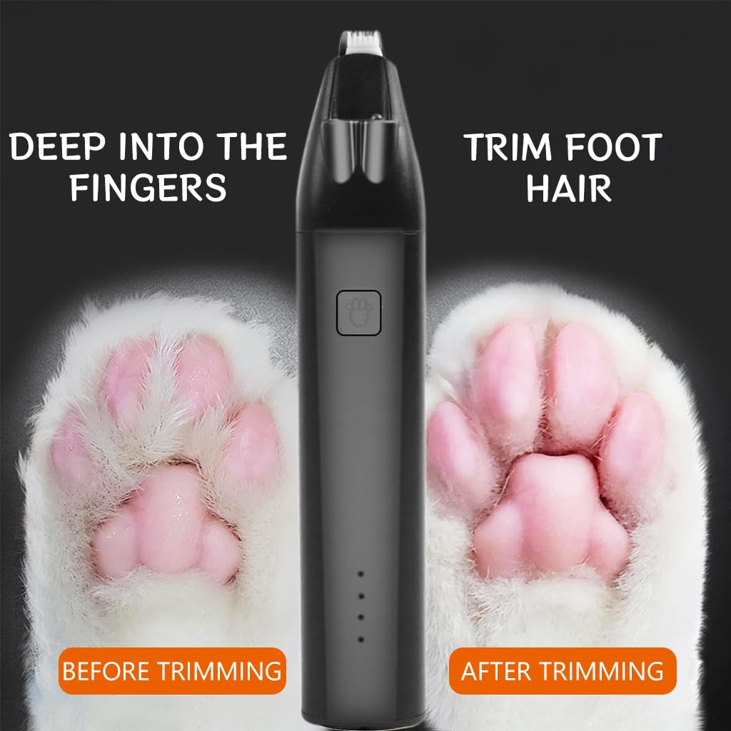 Qpets Dog Hair Cutting Machine, Pet Hair Trimmer for Dog Cat witn LED/Red Laser/UV365 Purple Light, Electric Grooming Clippers for Hair Around Paws, Buttocks, Eyes & Ears for Small Pets