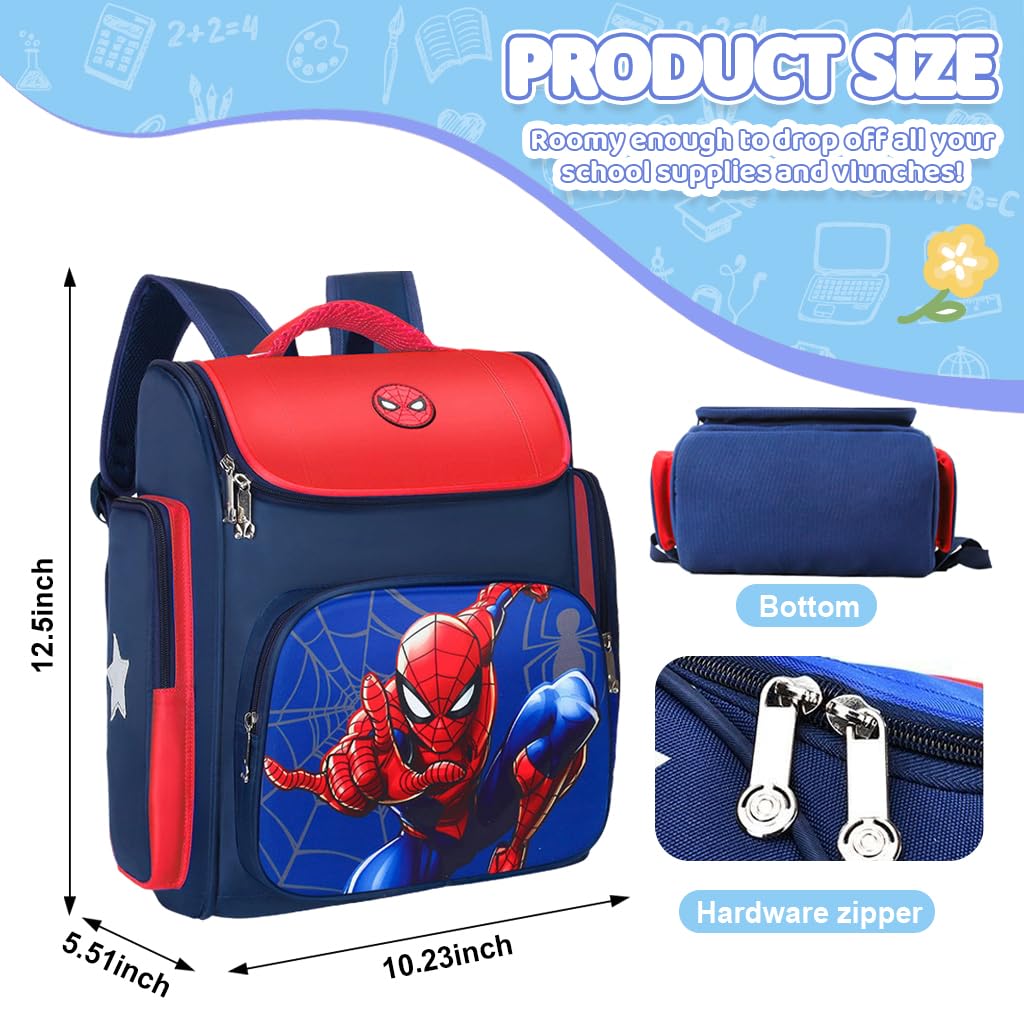 PALAY School Backpack for Boy, Superhero Spider Man School Backpack Large Capacity Boy Backpack for School, Travel, Camping, Burden-Relief School Backpack for Kids 6-12 Years Old