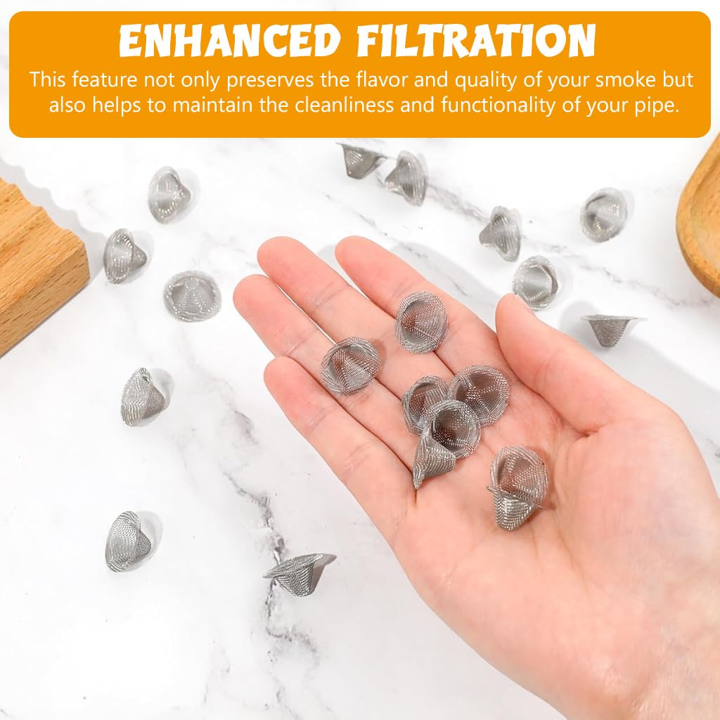 HASTHIP 20Pcs Fine Metal Pipe Screens 1/2 Inch Stainless Steel Bowl Screens Filters Cone-shaped Pipe Screens Reusable Screen Filters