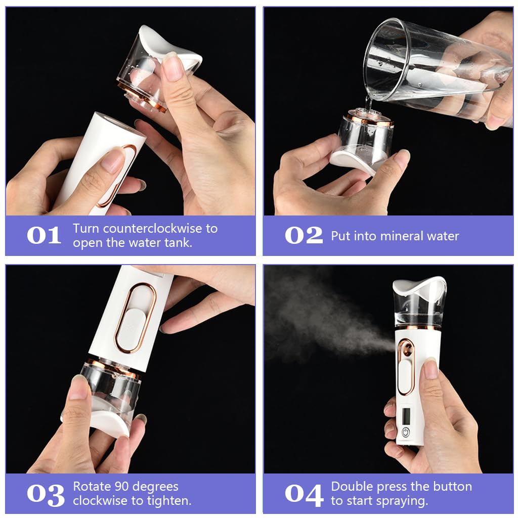 MAYCREATE Face Mist Sprayer Handy Nano Face Mist Spray Machine Cool Mister Portable Facial Steamer with Skin Moisture Tester for Face Moisturizing, Hydration Refreshing (1200mAh USB Rechargeable)