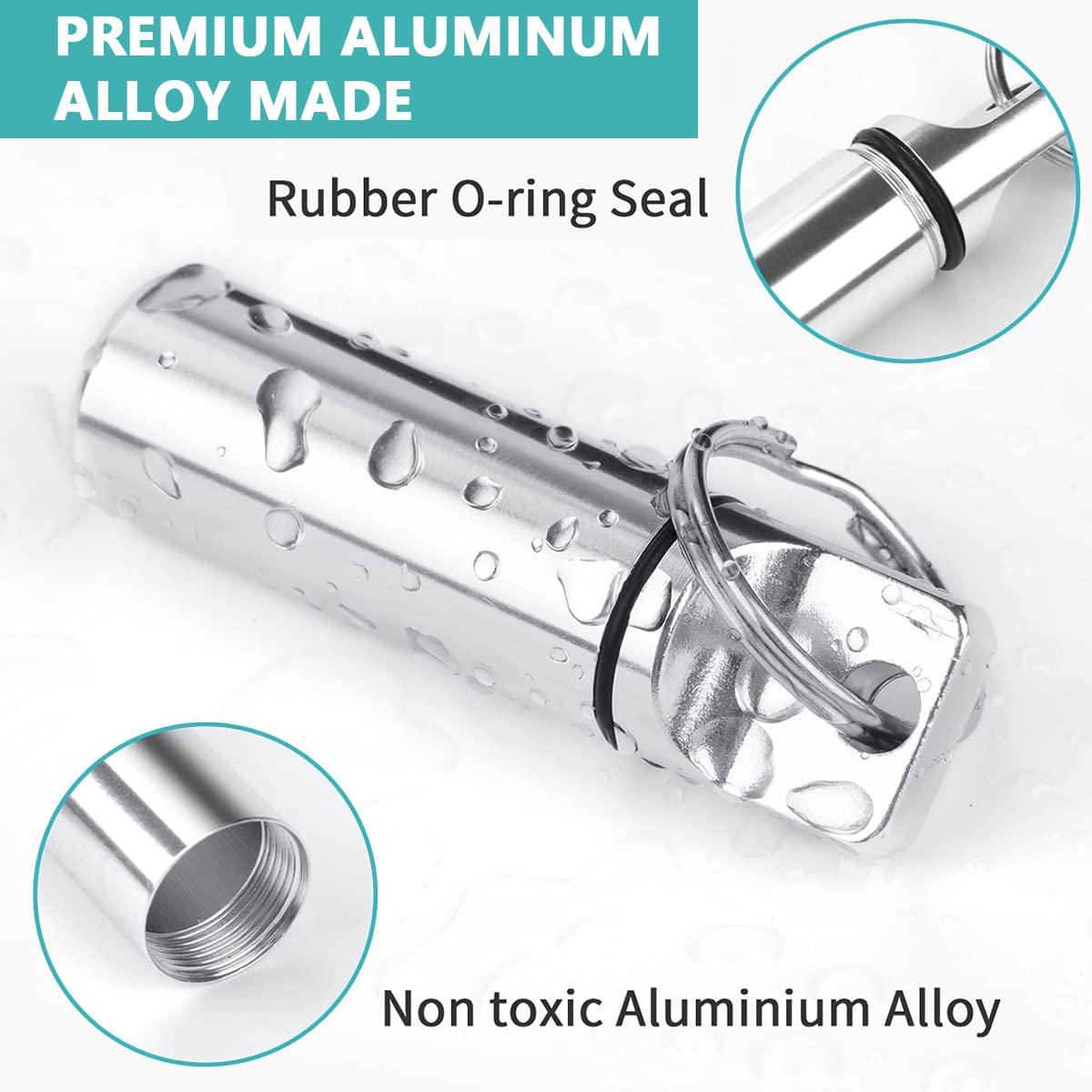 HANNEA 3PCS Aluminum Keychain Medication Pill Box, Waterproof Mini Metal Pill Holder Medicine Bottle for Outdoor, Travel, Camping
