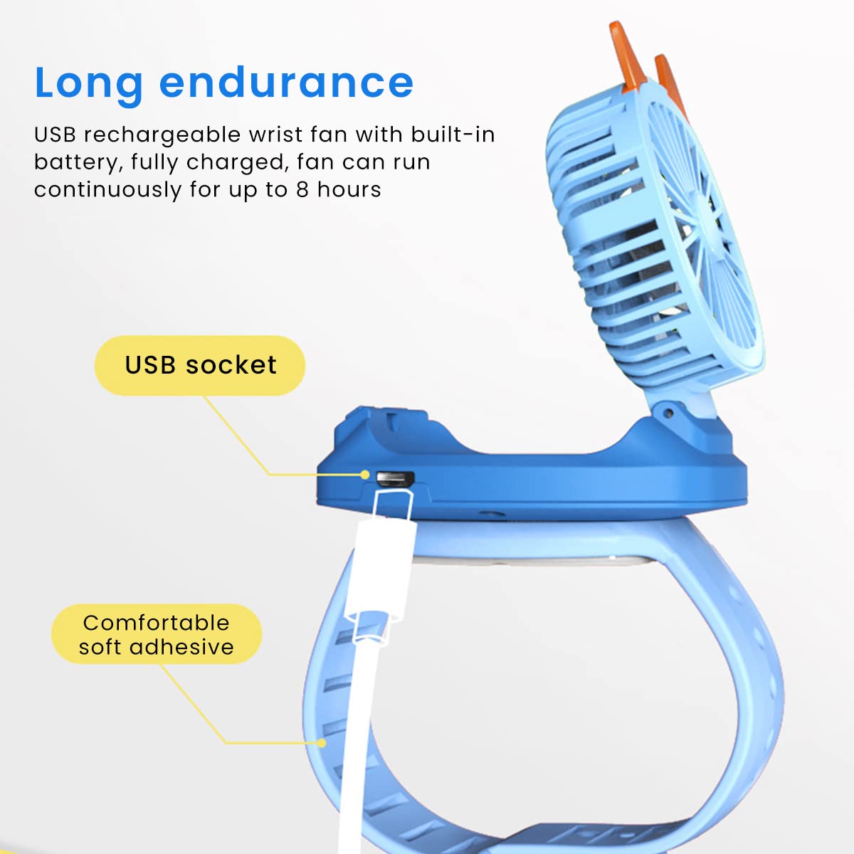 ZORBES Folding Wrist Mini Fan for Kids, Rechargeable Fan Mini Portable Fan Smart Watch for Kids, 7 Color Mini Hand Fan with 3 Gear Speed Electric Fan Watch, Mini Fan Charging Fan USB Rechargeable