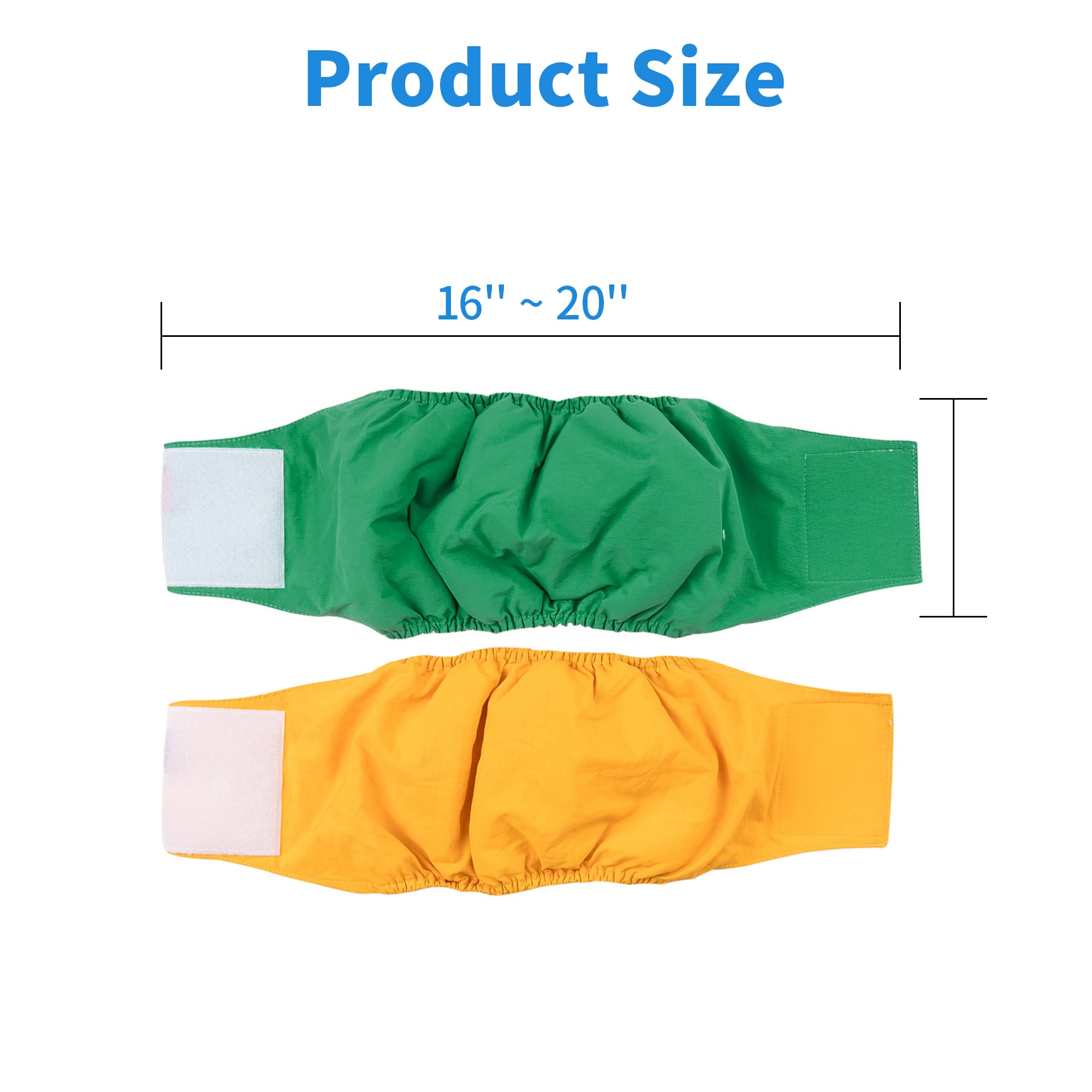 Qpets 2 Pcs Reusable Dog Diapers Male, Pet Waterproof Breathable Dog Diaper Dog Absorbption Cotton Pad Comfort Doggy Diapers for Dog, Puppy(L, Recommended Waist 20''~25'')