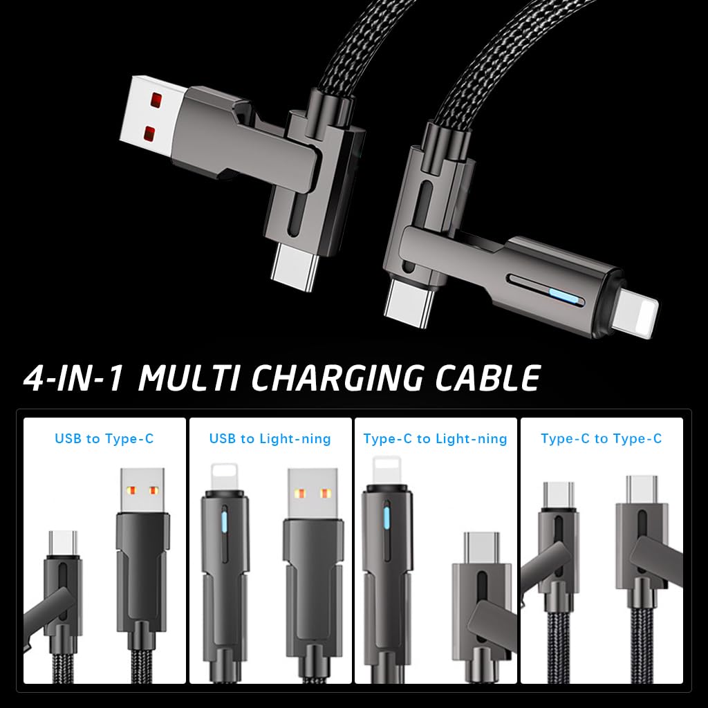 Verilux USB C Cable 4-in-1 USB C Cable Support 100W PD Fast Charging Cable &Data Sync Color Woven Charging Cable Multi Connector USB Charging Cable for iPhone 14 13 Samsung Galaxy S23/S22