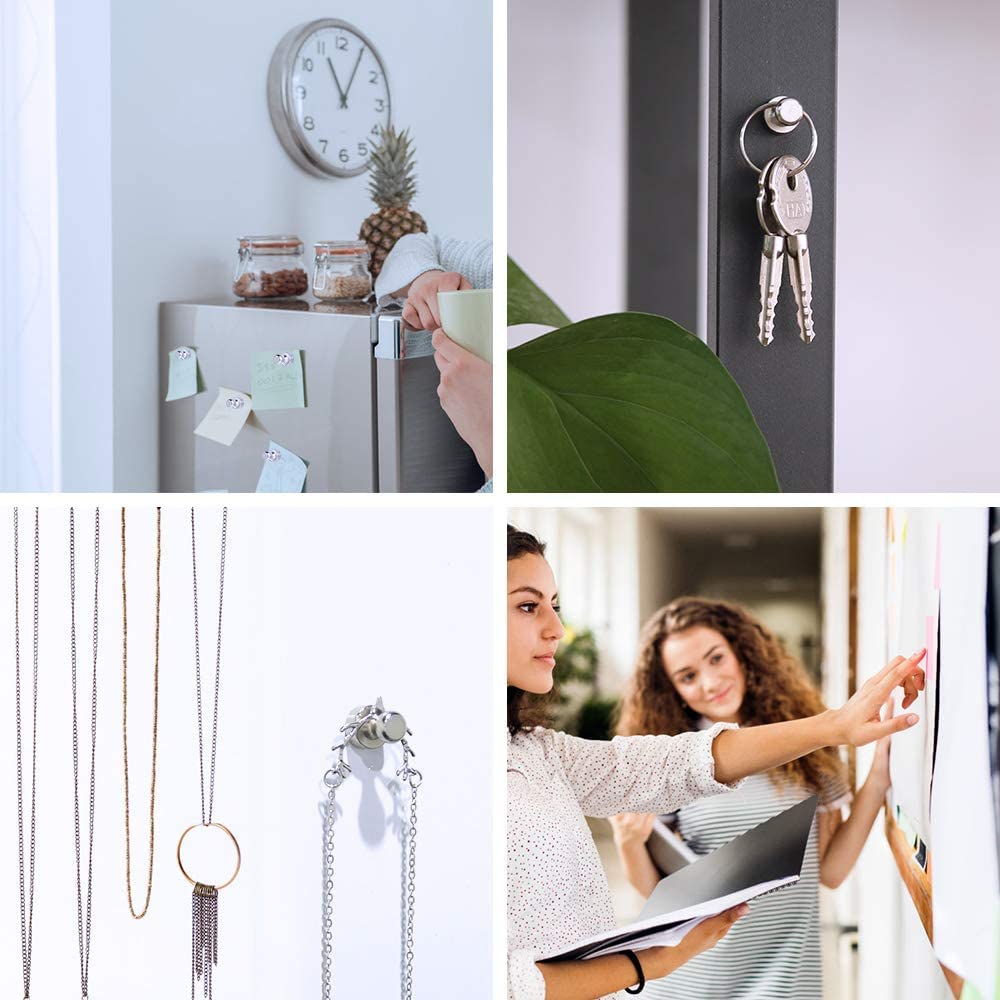 HASTHIP 12Pcs Fridge Magnets with a Storage Box, Neodymium Magnets, Mini Magnets with Cone Handle Magnets for Kitchen, Magnetic Board, Whiteboard, Noticeboard and Office (12×16mm)