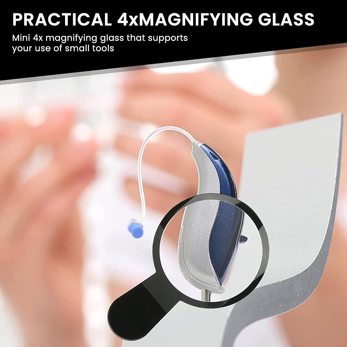 HANNEA Hearing Aid Cleaning Kit, Set of 8pcs Hearing Aid Cleaning tools with Storage Case & Magnifier, Hearing Aid Cleaning Brushes Earphone Cleaning Kit for Hearing Aid, Earbuds, Earphone