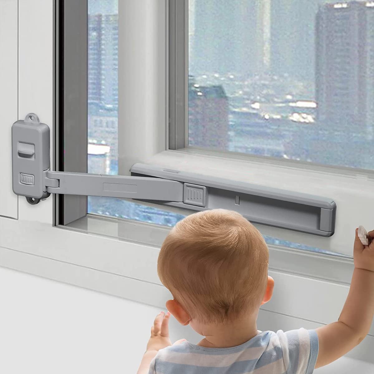 HASTHIP Baby Safety Window Lock, Adjustable Window Gap Size Baby Safety Window Restrictor, Childproof Window Safety Lock for Kids&Pets