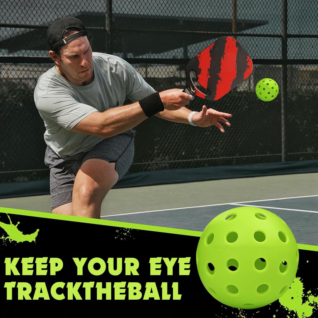 Proberos 6Pcs Outdoor Pickleball Balls 74mm Diameter Pickleball Balls Hard PE 40-Hole Pickleball Balls High Elasticity Outdoor Pickleball Balls