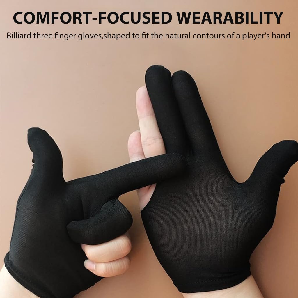 Proberos 5Pcs Snooker Billiard Gloves Breathable Spandex Billiard Gloves Three Finger Snooker Gloves