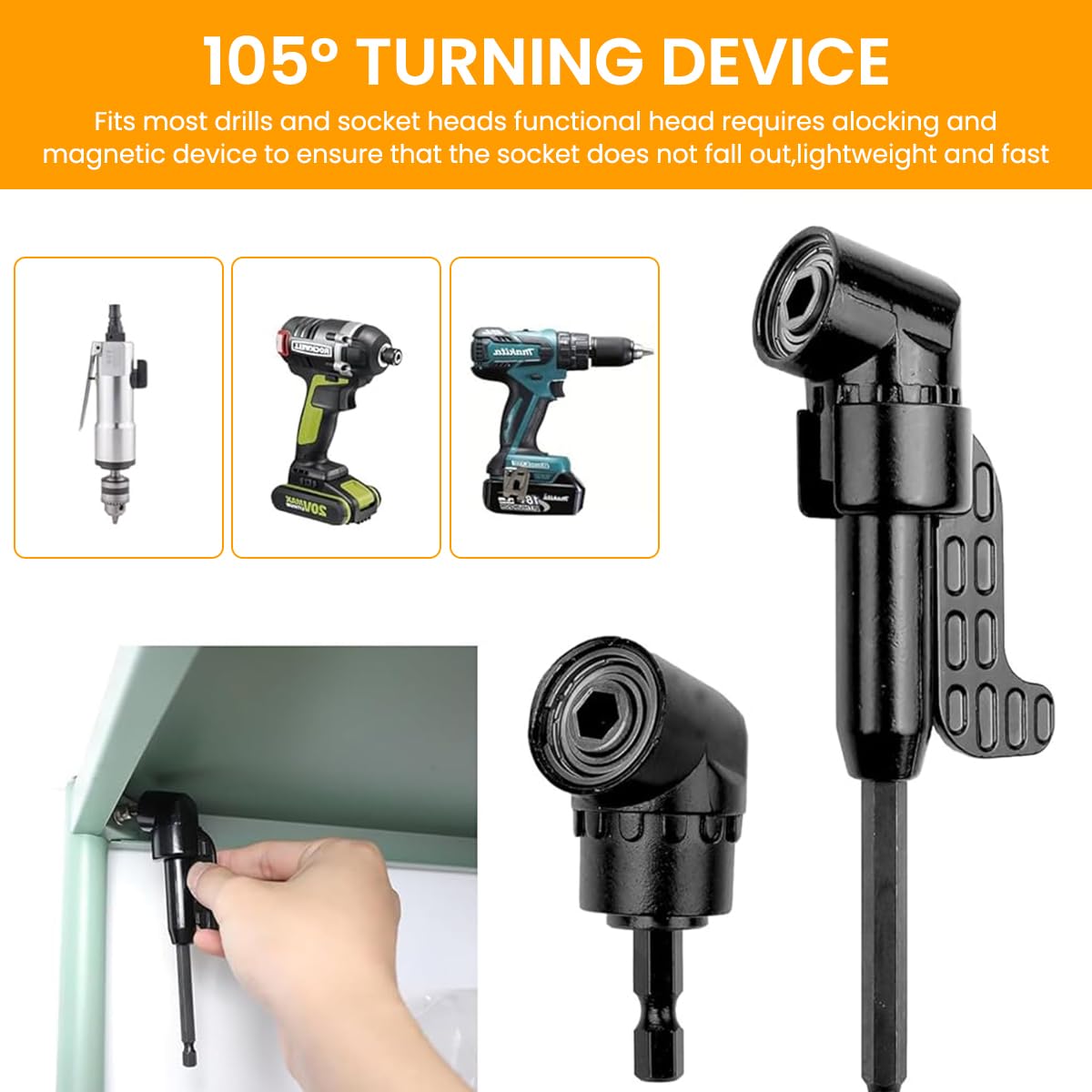Serplex Set of 14Pcs Flexible Drill Bit Extension, with 2Pcs Hex Shank 105° Right Angle Drill Attachment, 10Pcs Screwdriver Bits 90° Angled Bits and Bendable Drill Bit Extension Set