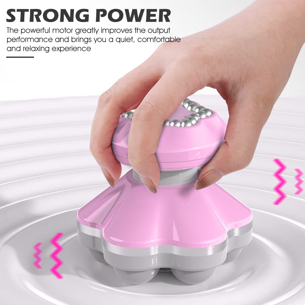 HANNEA Mini Head And Body Massager Vibration Machine, Electric Handheld Massager for Neck Shoulder, USB Recharging Version Powerful 6 Modes for Back Full Body Muscle Pain Relief(without 3AAA Battery)
