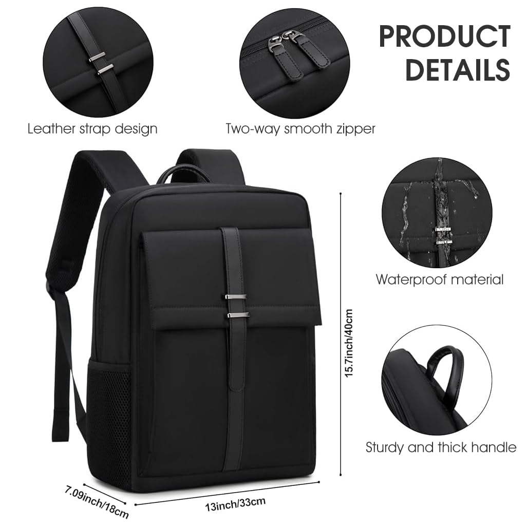 GUSTAVE Men's Backpack 15.6 inches Business Laptop Backpack Fashion Waterproof Nylon Backpack Travel Backpack Multi-pocket Large Backpack for School, Work, Travel, 33x18x40cm