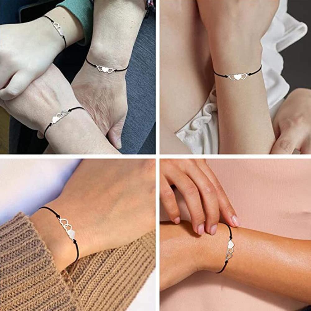 SANNIDHI Friendship Bracelet for 3 Girls Stylish Adjustable Matching Heart Bracelets for Sisters, Bestie Girls Women Best Friends Bracelet for Girls Gift - 3 Pcs
