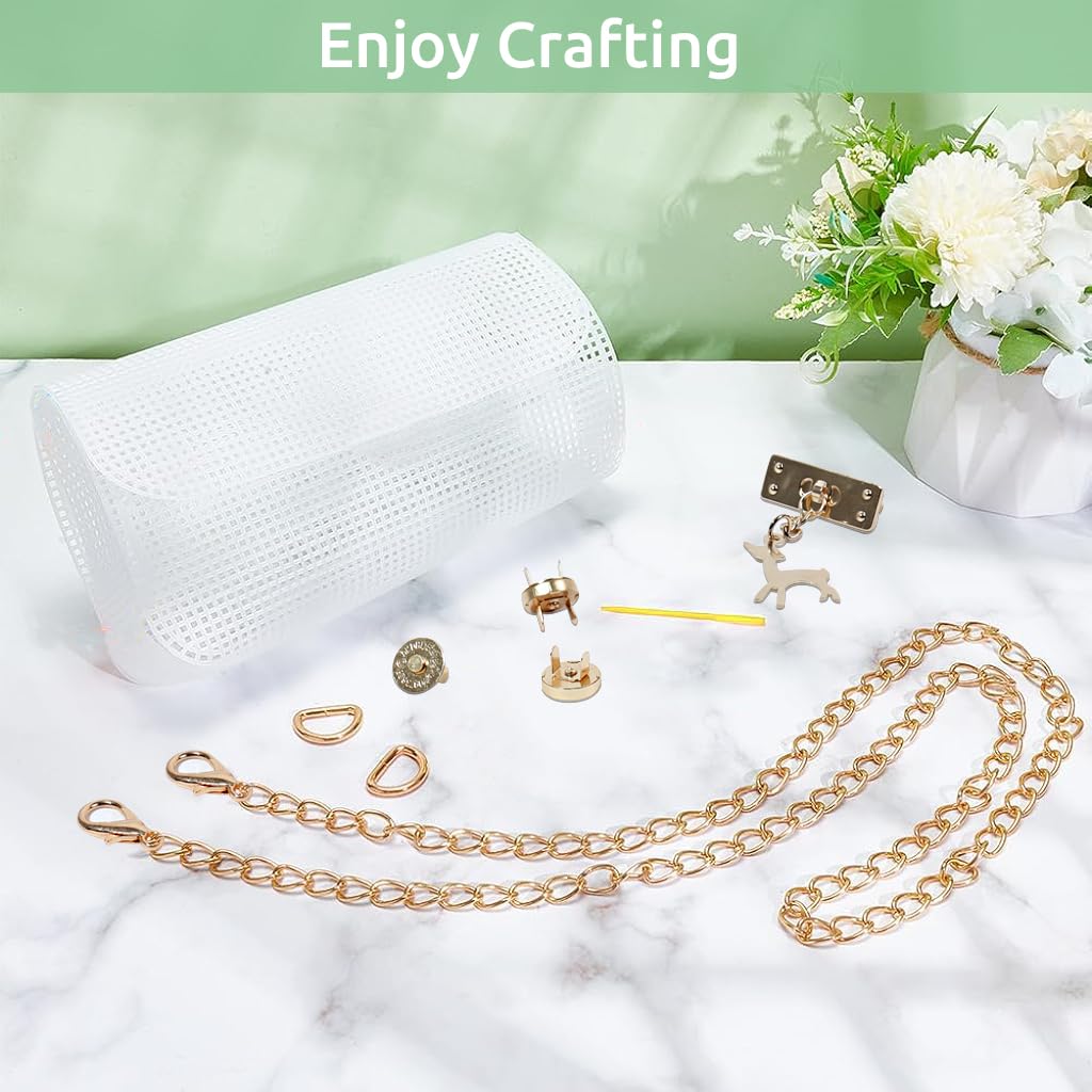 HASTHIP DIY Plastic Mesh Canvas Sheets, Clear Plastic Mesh Sheets for Crochet Bag Making Blank Needlepoint Canvas Craft Kit Acrylic Yarn Crafting Knit and Crochet Projects Gift for Girls