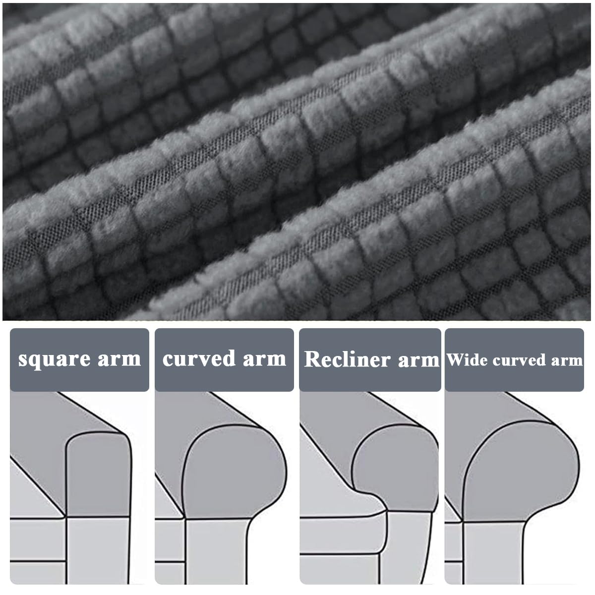 HASTHIP 2Pcs Stretch Armrest Covers Spandex Arm Covers, Soft Stretch Plush Armrest Covers for Chairs Couch Sofa Armchair Slipcovers Recliner Sofa, L
