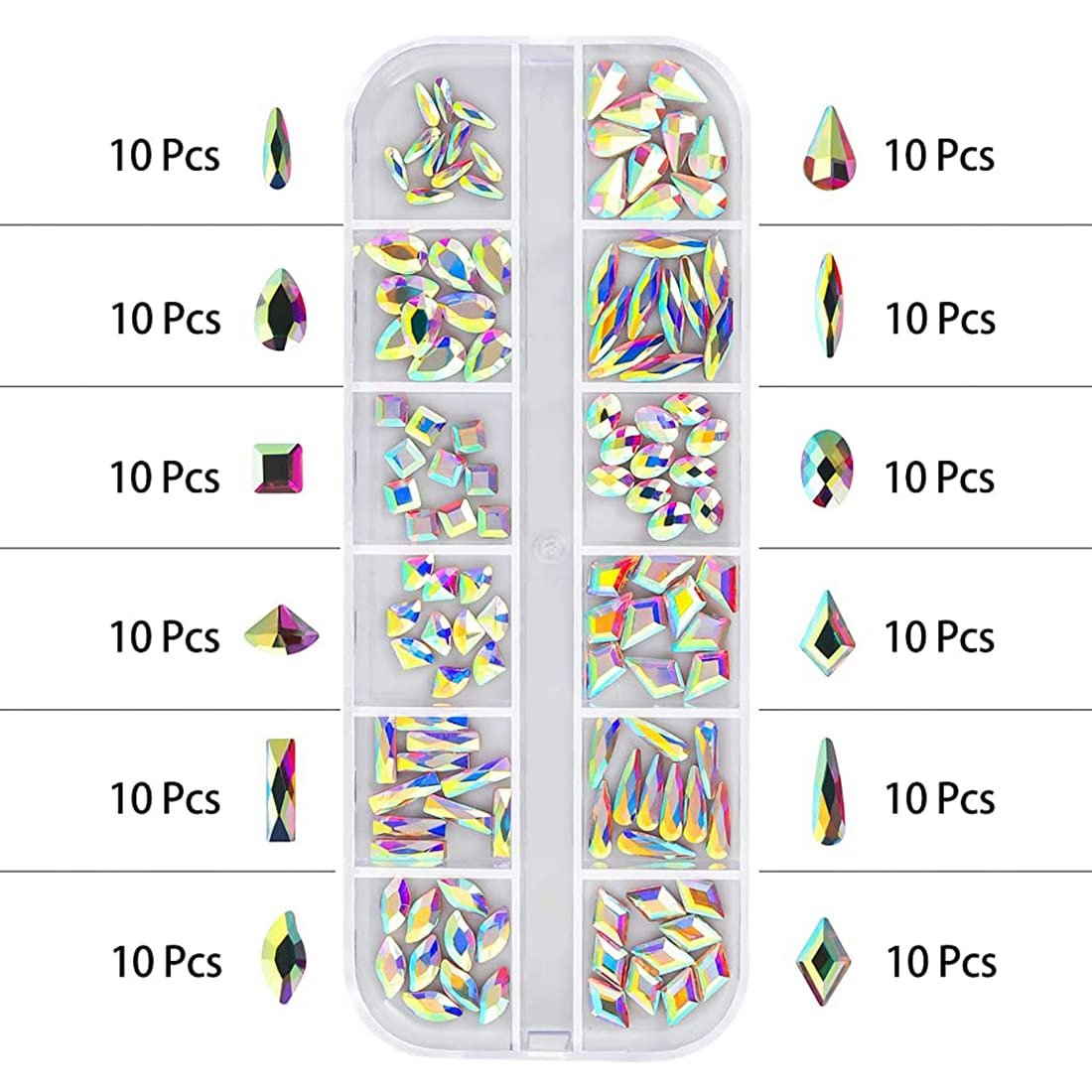 MAYCREATE Nail Art Rhinestones Kit Colorful Rhinestones Geometry Shape Crystal AB Rhinestones with Glue and Tools Manicure Craft Decoration Nail Art Salon