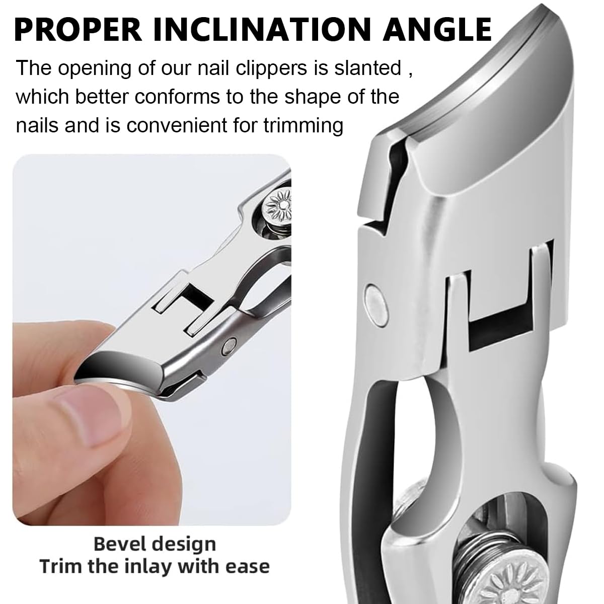 MAYCREATE Nail Cutter For Men Heavy Duty Stainless Steel Nail Clippers with Leather Cover Toenail Clippers Portable Angled Wide-Opening Sharp Jaws for Thick Nails, Professional Nail Trimmer