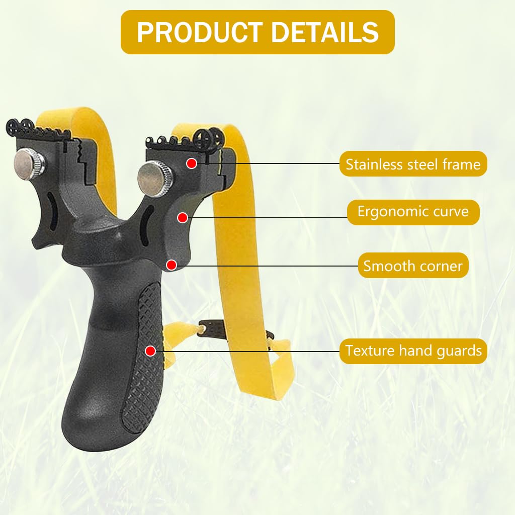 Proberos Slingshot with Aimer Points Outdoor Sling Shot Slingshot Adult Slingshot Set with 3 Rubber Bands, Premium Alloy Slingshot For Adult