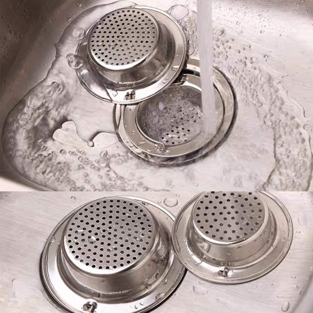 ZIBUYU® 2PC Sink Strainer Stainless Steel Waste Strainer for Kitchen Sink Drainer Net Strainer for Bathroom & Kitchen