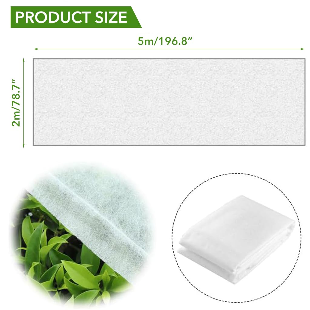 HASTHIP 2*5m Plant Covers for Plants Freeze Protection, Reusable Frost Cover Plants Blanket for Winter, Floating Row Fabric Cover for Vegetables, Insect Protection, Sunscreen, Season Extension