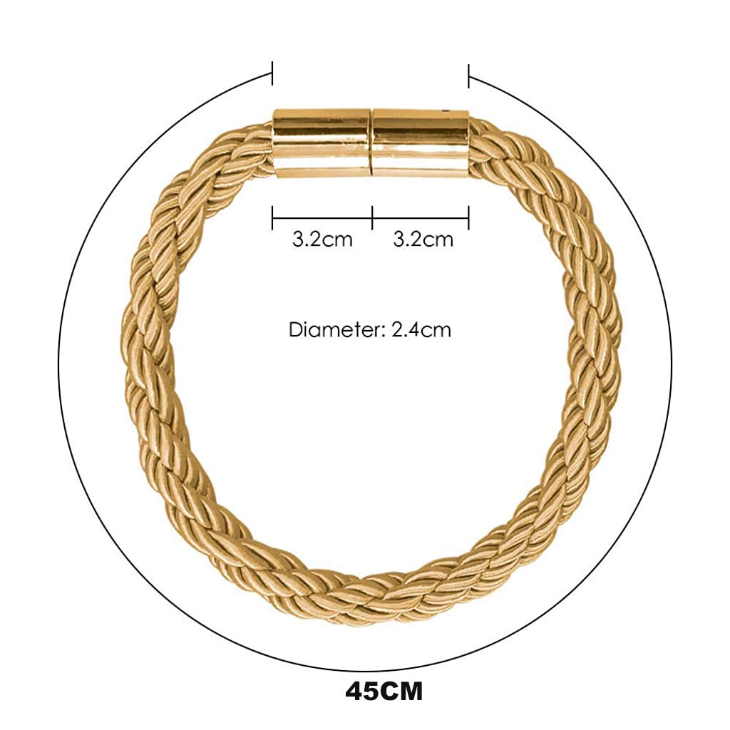 HASTHIP Magnetic Curtain Tie Backs Clips Curtain Buckles Holdbacks Binding Weaving Tie Band 2 Pieces for Home Office Decorative Medium Gold