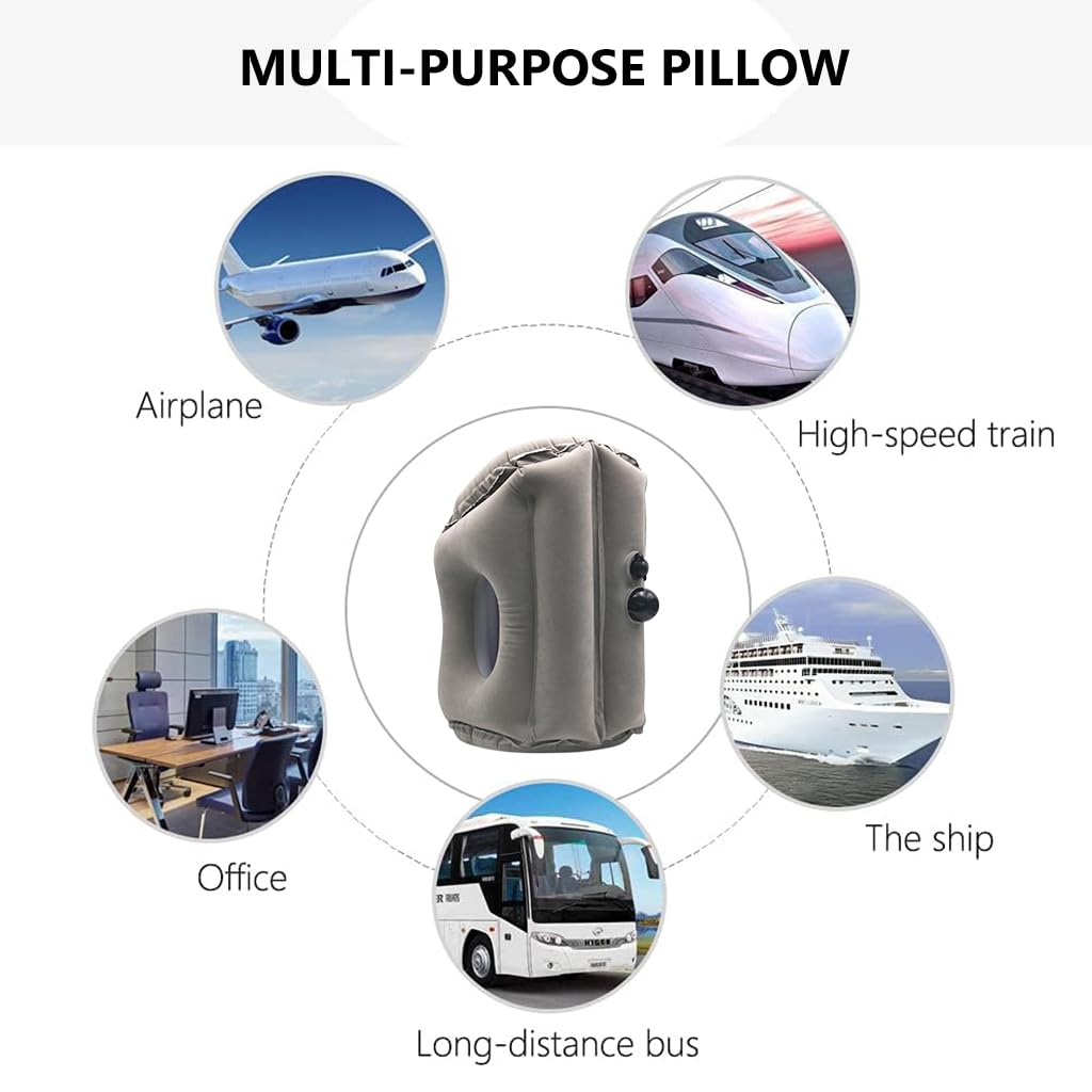 HANNEA Inflatable Travel Pillow, Inflatable Neck Air Pillow for Sleeping for Airplanes/Cars/Buses/Trains/Office Napping