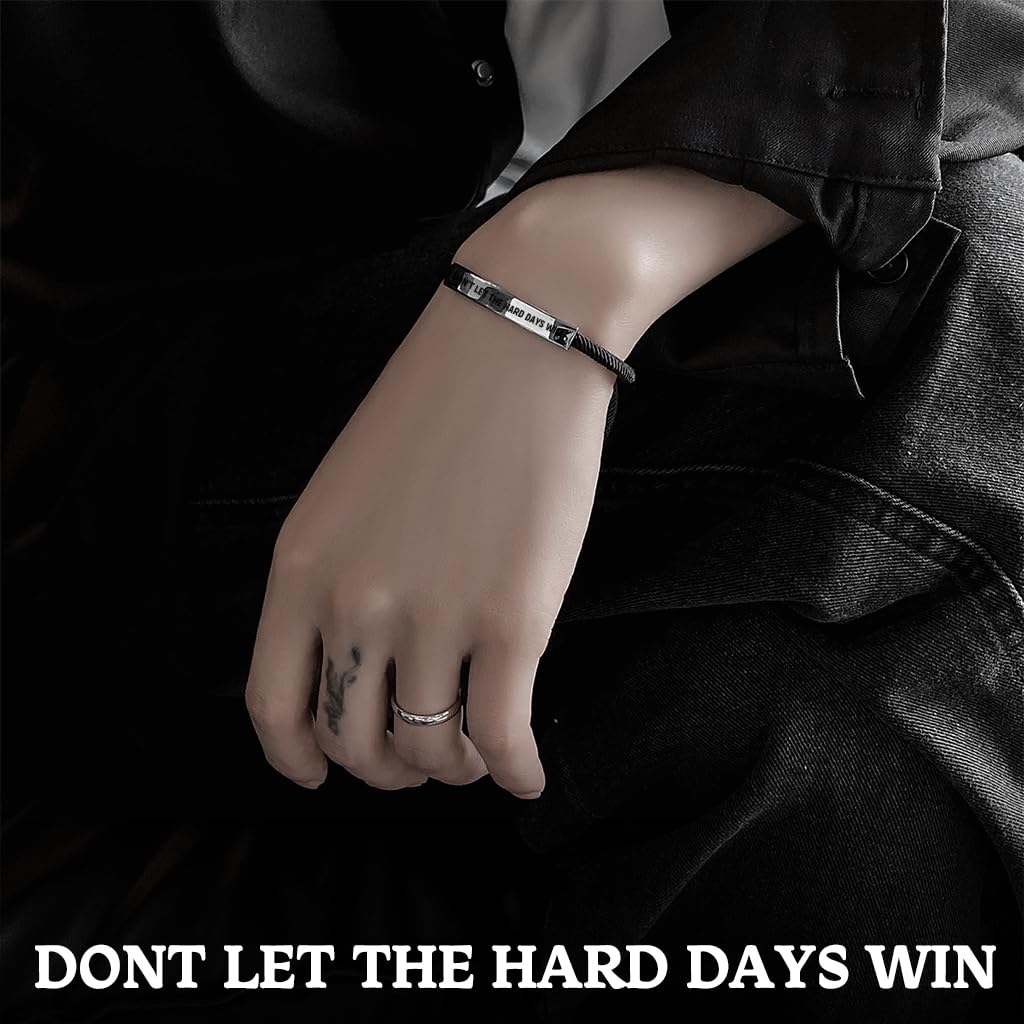 SANNIDHI Motivation Bracelet for Men Women 'Don't Let the Hard Days Win' Inspirational Bracelet with Gift Card Adjustable Fashion Bracelet Gift for Men Women