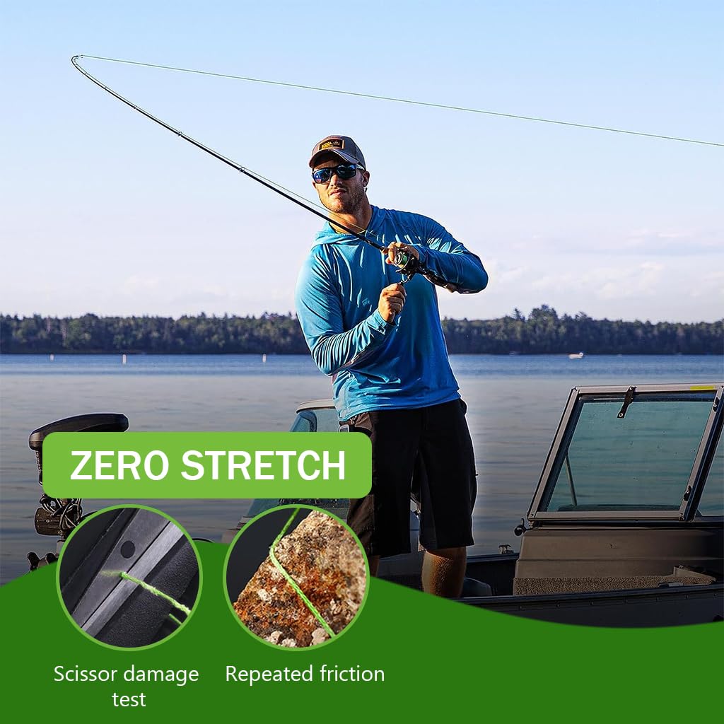 ZORBES Fishing Line 54 Yards 0.8mm Fishing Line Super Strong PE Fishing Line Green Line Ultra Abrasion Resistant Heavy Duty 4X Strands Fishing Line