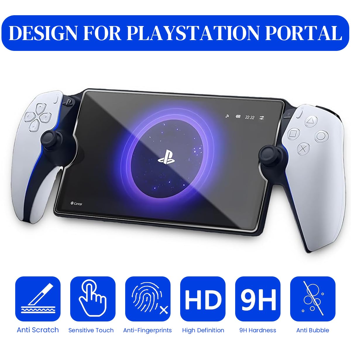 ZORBES 2 Packs Screen Protector for Playstation Portal Remote Player 8 inch, Tempered Glass Screen Protector for Playstation 5 Portal Handheld, Ultra HD, Anti-Scratch, Anti-Fingerprint, Bubble-Free