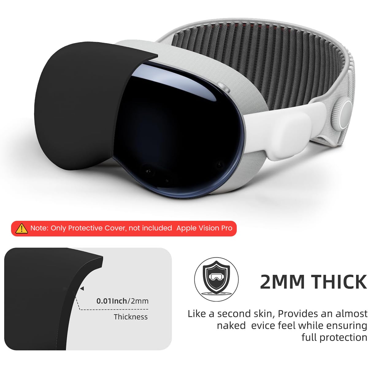 ZORBES Vision Pro Case for Apple Vision Pro Case Anti-Scratch Silicone Cover for Apple Vision Pro VR Protective Cover for Apple Vision Pro Lens Cover Headset Accessory Black