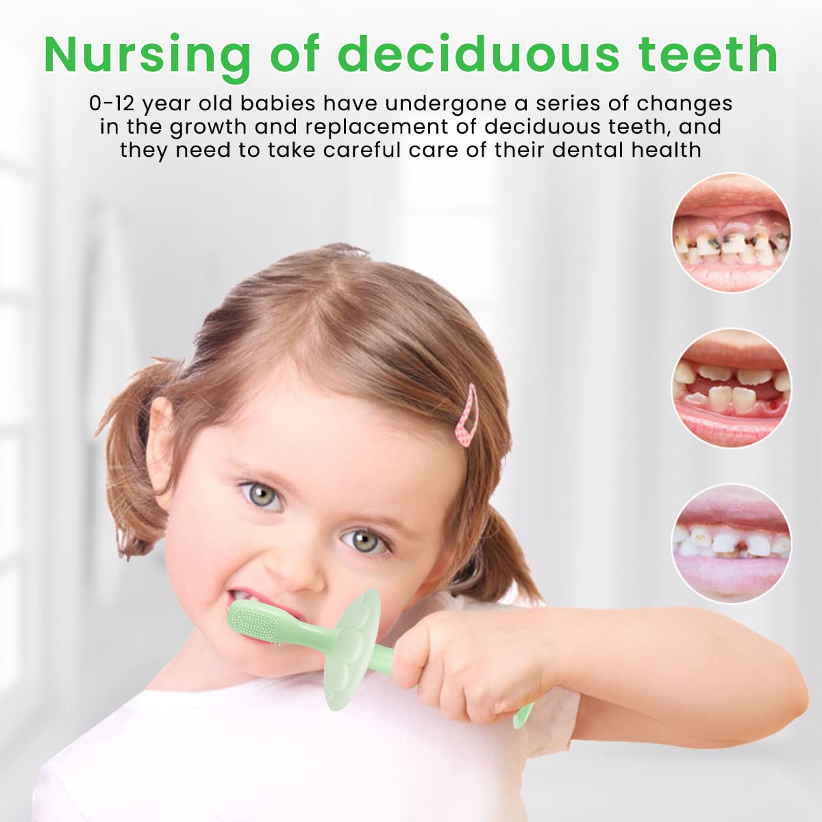 SNOWIE SOFT Baby Brush for 1-2 years Soft, Food Grade Silicon Baby Tooth Brush With Anti Chocking Shield, 2 in 1 Baby Toothbrush & Tongue Cleaner for Kids 0-2 year with Box & 3 Brush Heads