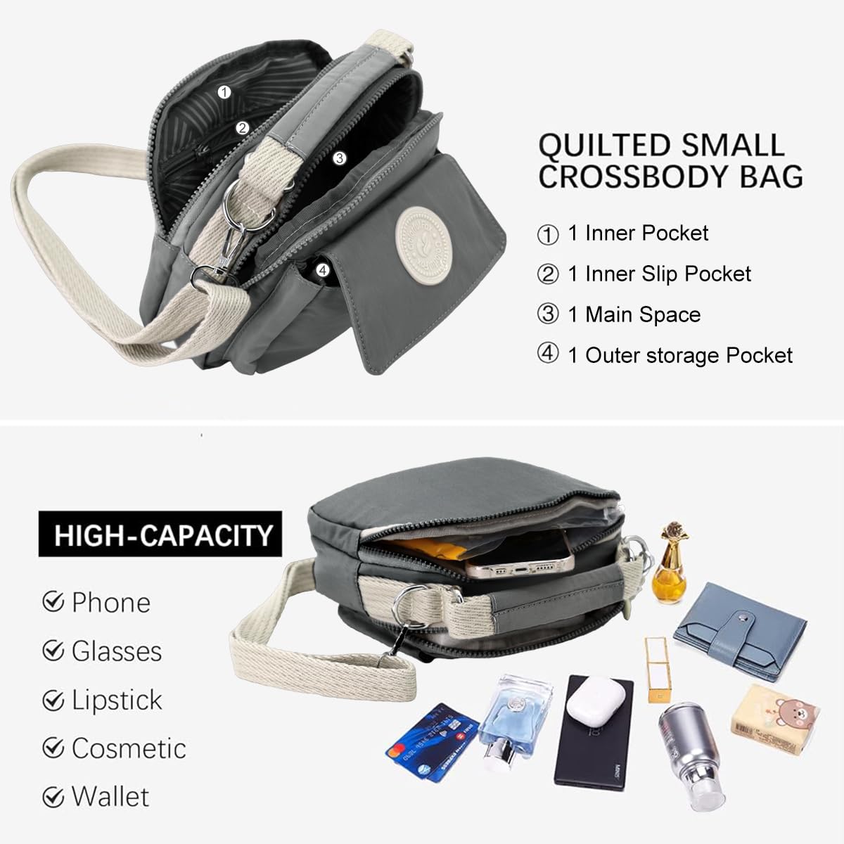 PALAY Cross Bag For Women Sling Bags with Handle Fashion Shoulder Bag Travel Casual Handbag With Inner Padded Pocket & Adjustable Strap