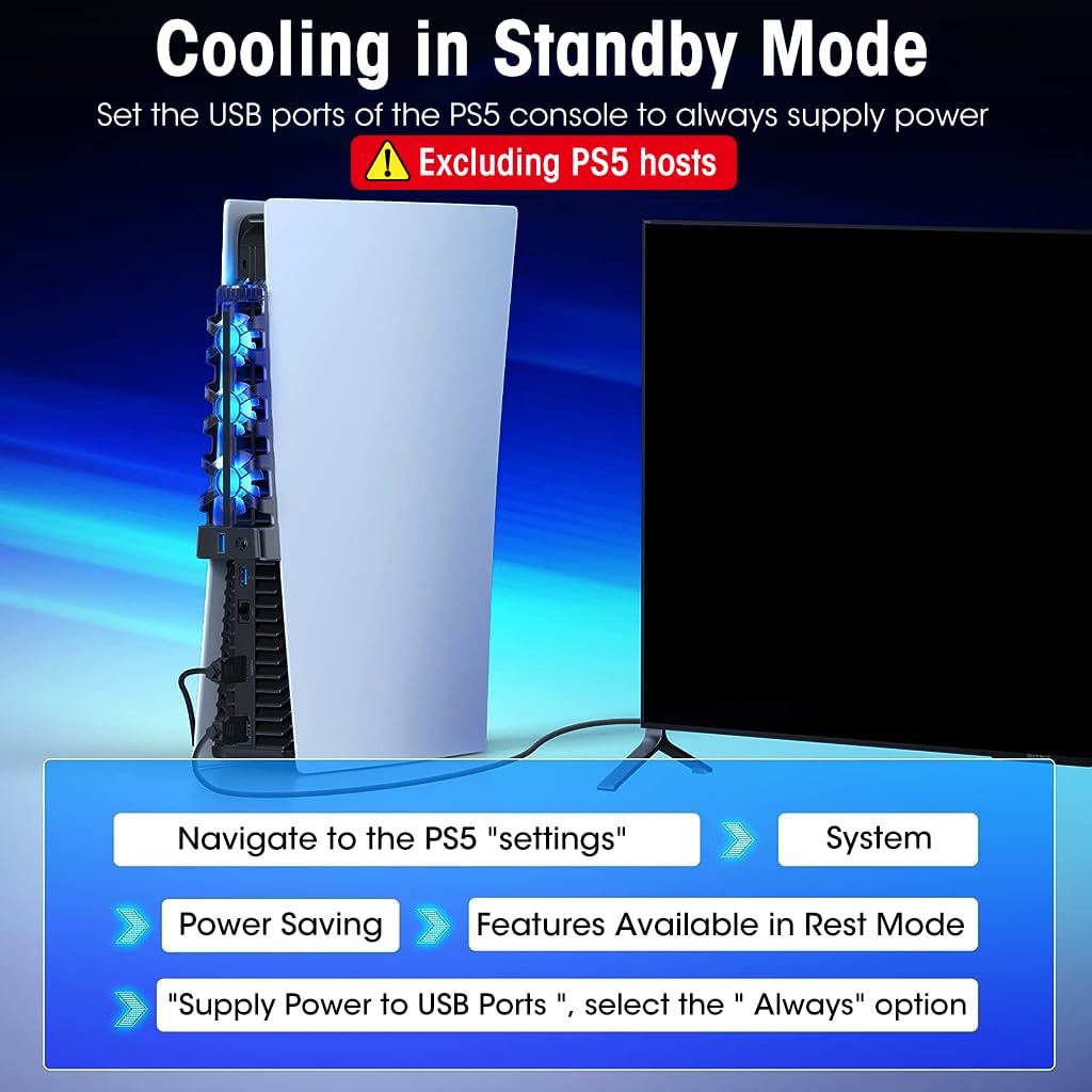 ZORBES PS5 Cooling Fan with LED PS5 Cooling Fan with 3 Mini Fans Efficient Cooling System DIY PS5 Modification PS5 Accessories Universal USB PS5 Cooling Fan for Disc and Digital Editions